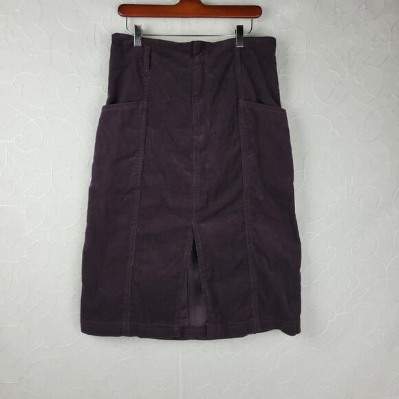 Banana Republic Womens Skirt 12 Purple Corduroy Front Slit‎ Belt Loops Pockets - Picture 1 of 12